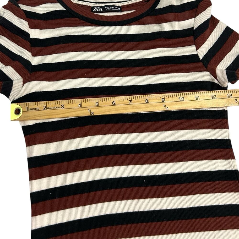 Zara Womens Sz S Red Black White Striped tee shirt Dress retro classic comfort - Picture 4 of 6